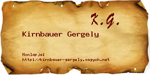 Kirnbauer Gergely névjegykártya